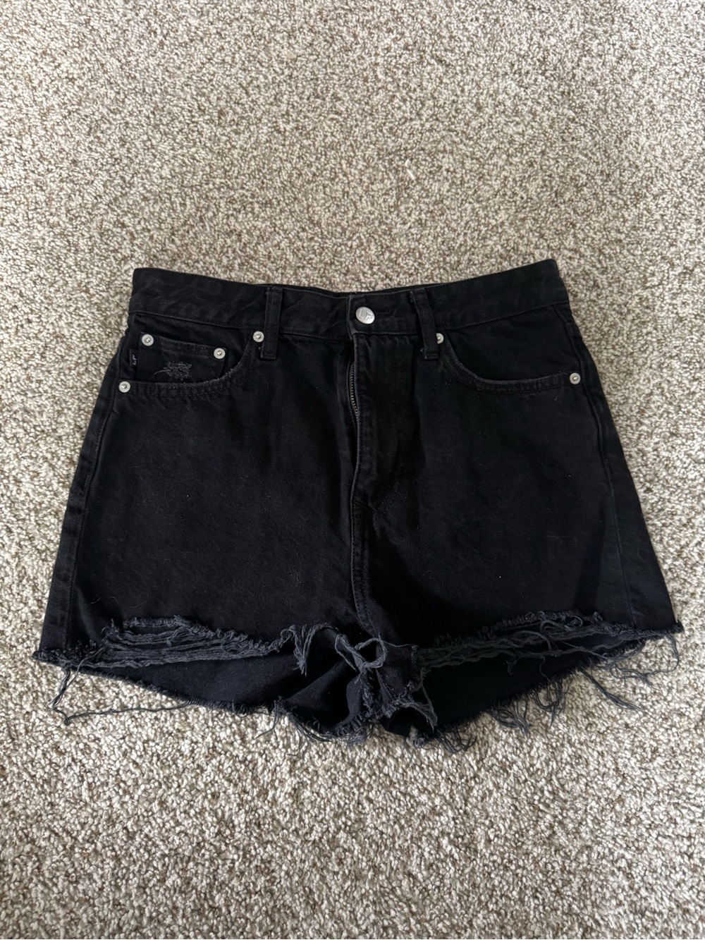 Lovers + Friends Black Distressed Cutoff Denim Shorts